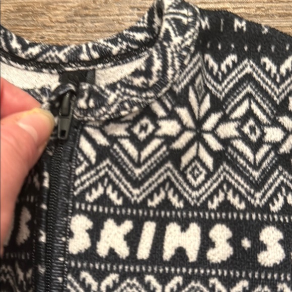 SKIMS Logo Plush Pointelle Footless Romper in Black Fair Isle Print - Picture 11 of 12